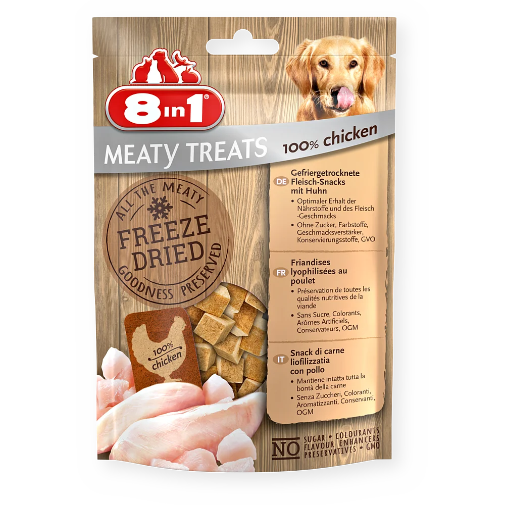 8in1 Meaty Treats Freeze Dried treats with 100% chicken breast 50g
