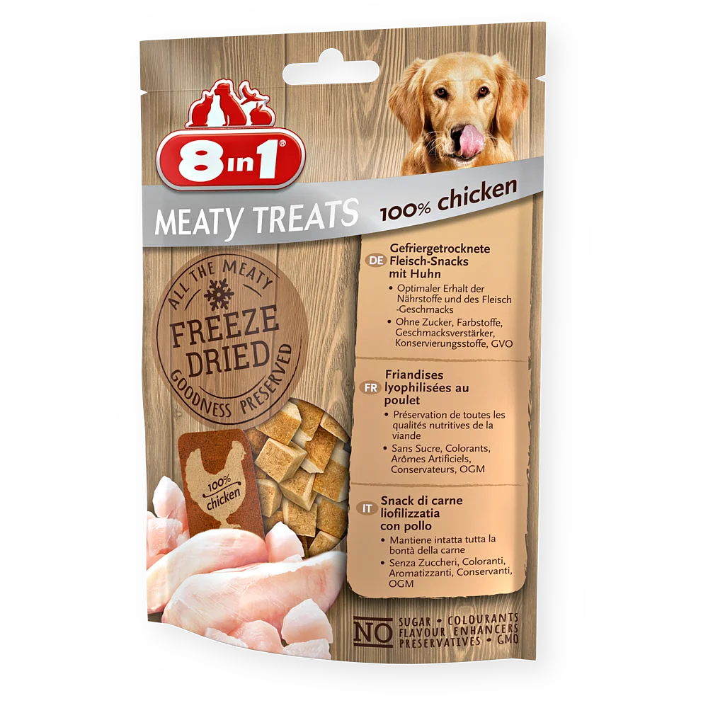 8in1 Meaty Treats Freeze Dried treats with 100% chicken breast 50g