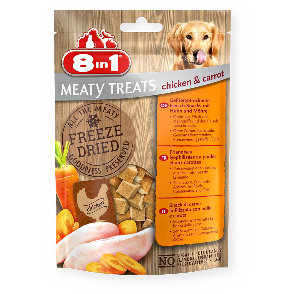 8in1 Meaty Treats Freeze Dried meaty snacks with chicken & carrot