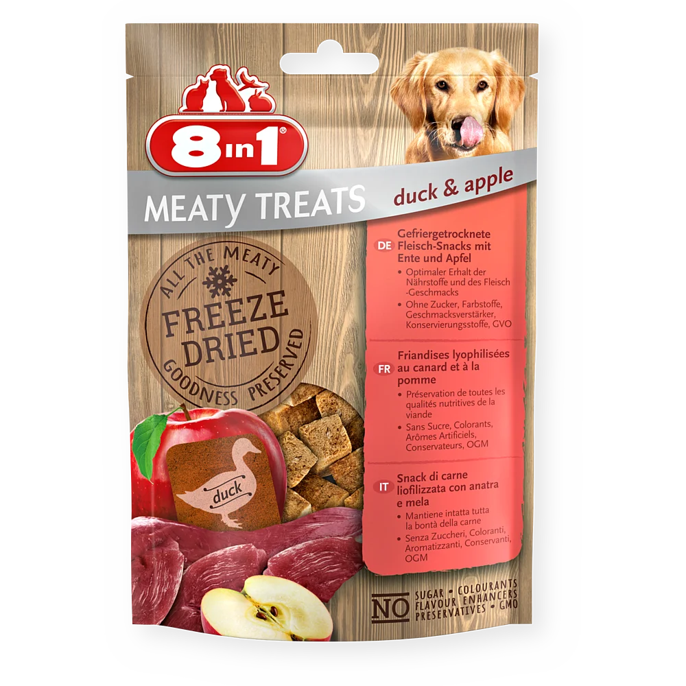 8in1 Meaty Treats Freeze Dried meaty snacks with duck & apple