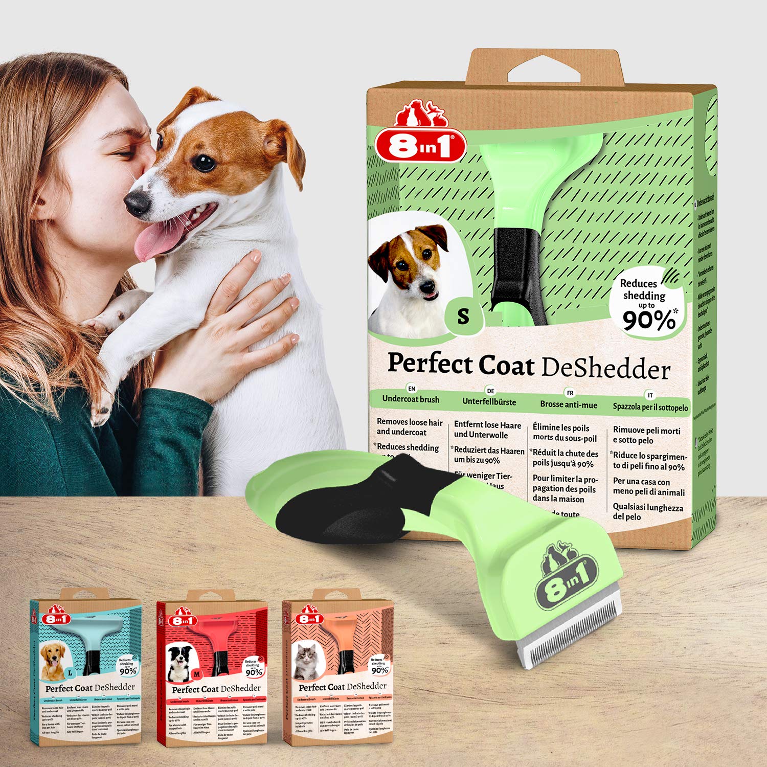 8 in 1 Perfect Coat DeShedder – Small