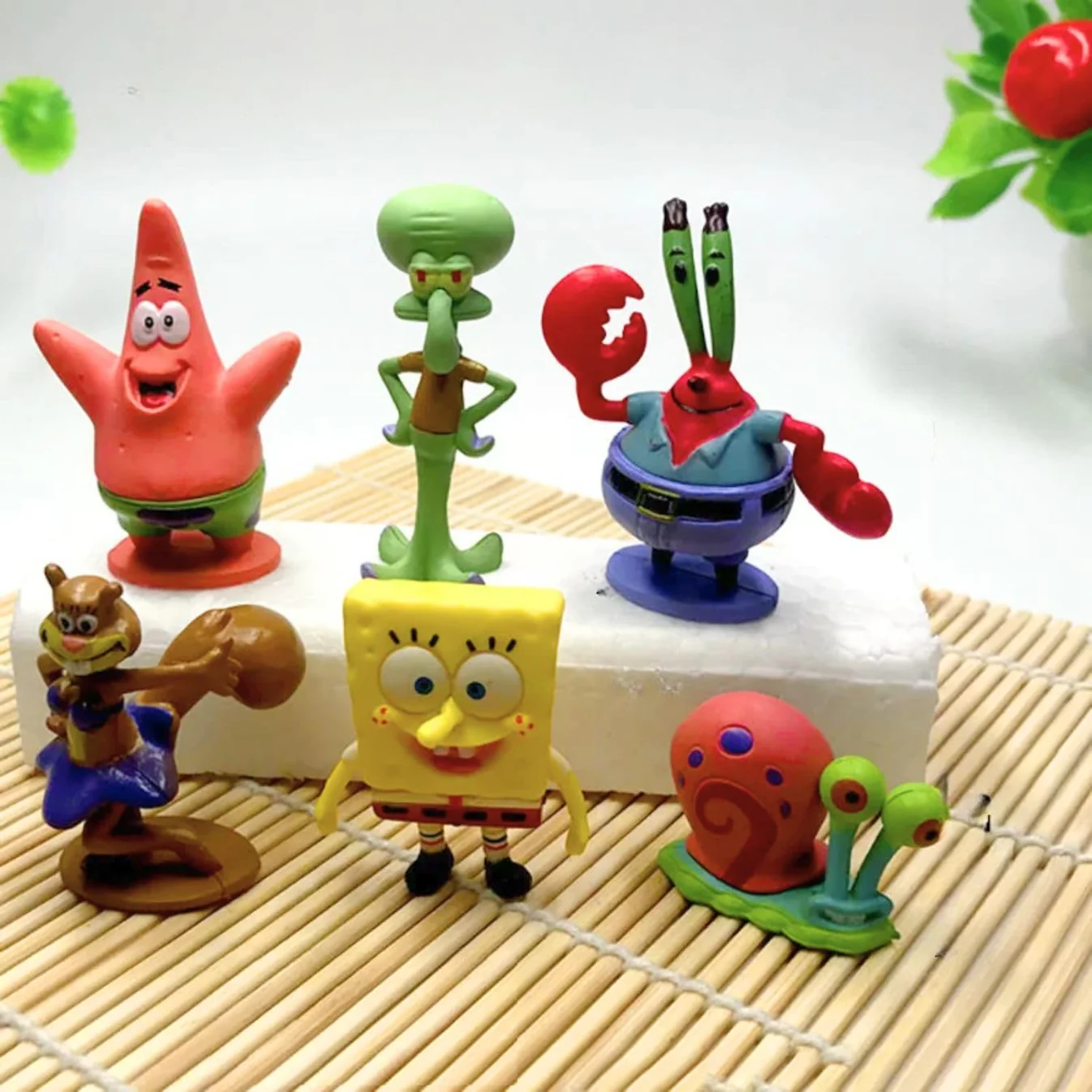 6 Pcs Cute Sponge bob Figure Model Aquarium Fish Tank Landscape