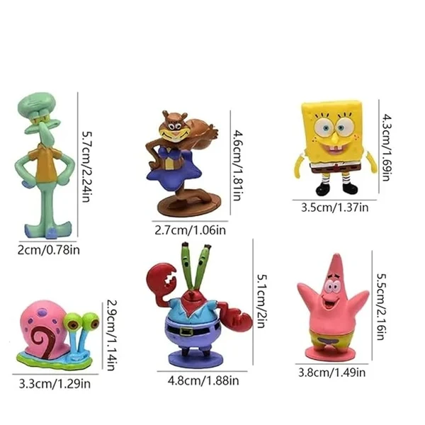 6 Pcs Cute Sponge bob Figure Model Aquarium Fish Tank Landscape