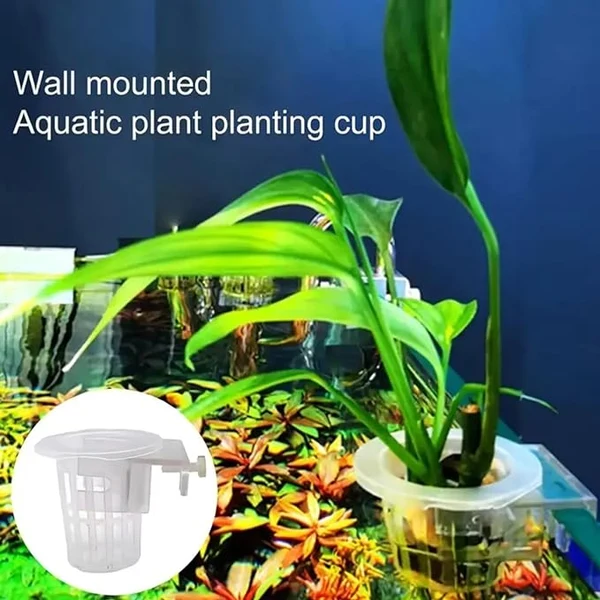 1 Pcs White Hanging Water Plant Holder Pot for Aquarium Fish Tank