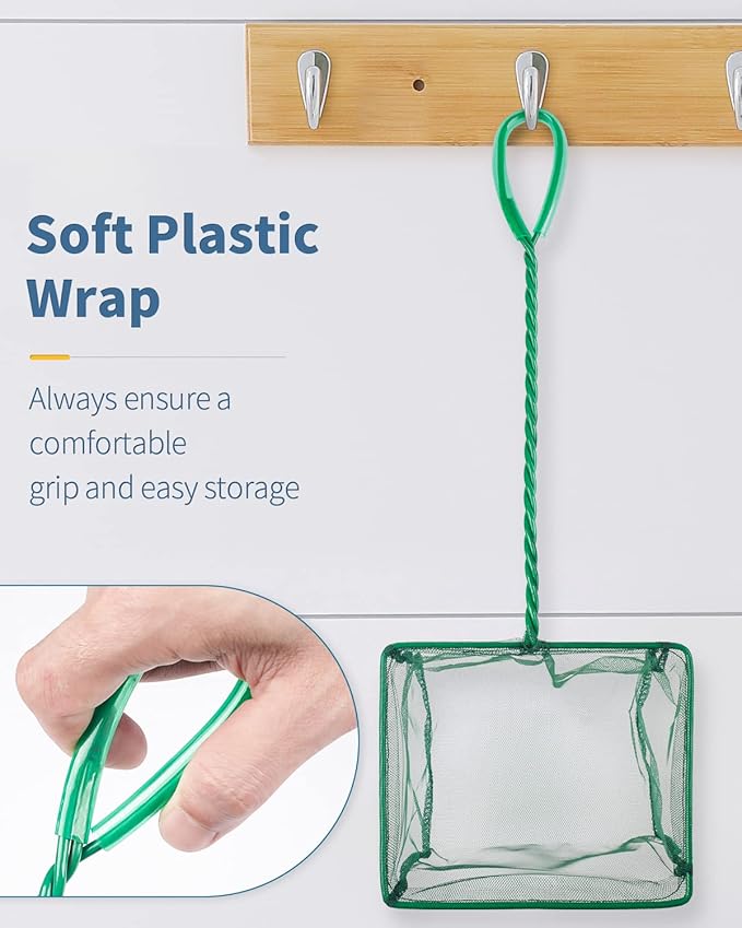 Aquarium Fish Net with Braided Metal Handle 4"