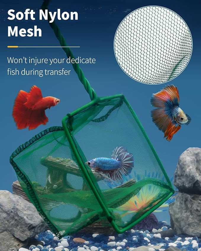 Aquarium Fish Net with Braided Metal Handle 4"