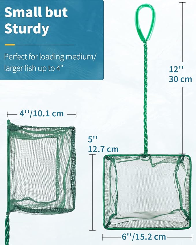 Aquarium Fish Net with Braided Metal Handle 4"