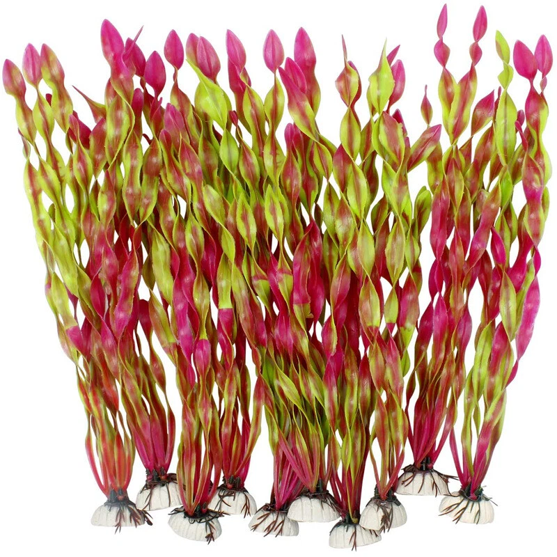 2 pcs Artificial Grass Aquarium Ornament Water Plant Plastic For Fish Large Tank 30 cm